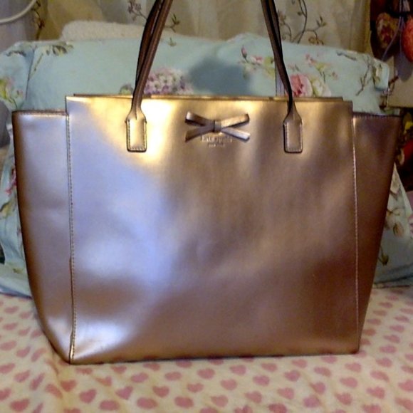 Kate Spade Handbags - Kate Spade Rose Gold Leather Tote